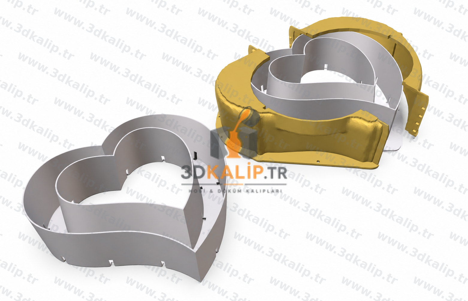 Heart Flower Pot Mold 2 Mold | modern Decorative Design - 3D Silicone Moulds - Product detail image