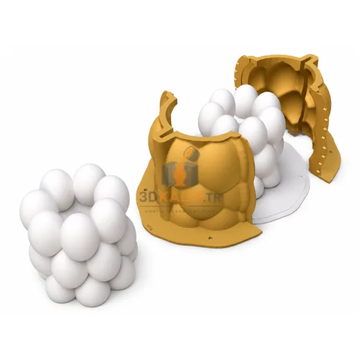 Bubble Yuvarlak Şamdan Kalıbı | Dekoratif Mumluk - 3D Silikon Kalıplar - ana kalıp ürün görseli