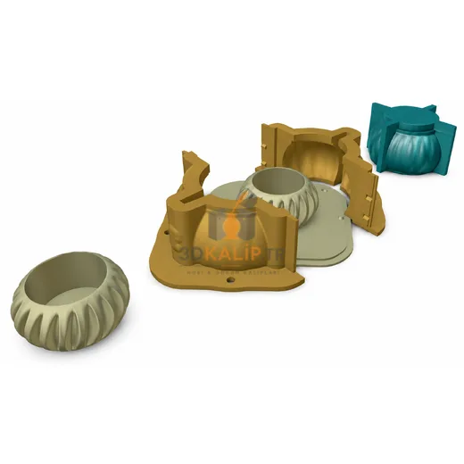 Petra Yaprak Dokulu Saksı Silikon Kalıbı - 3D Silikon Kalıplar - ana kalıp ürün görseli